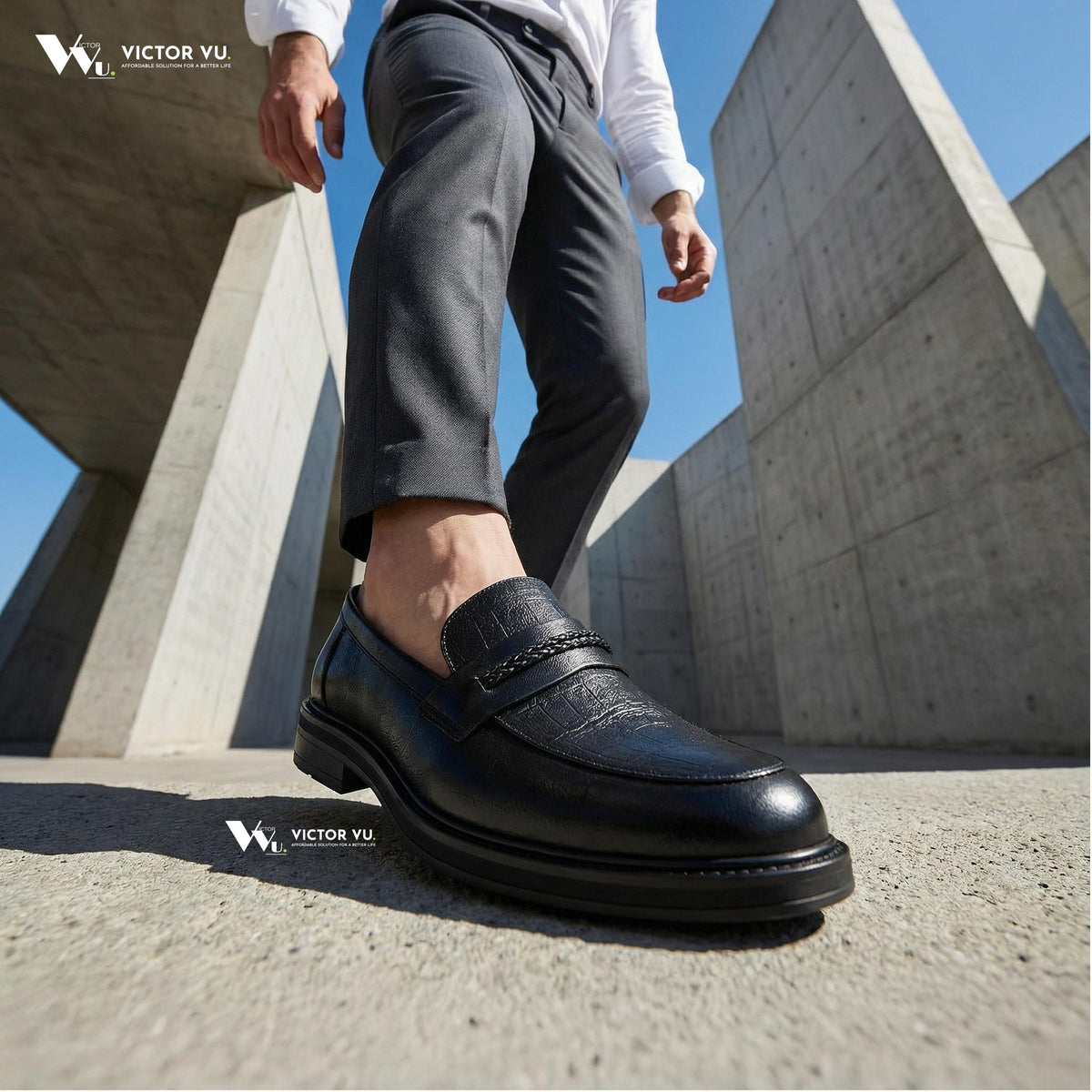 Giày Loafer Nam Lạc Nam Signature Chữ Thập Tăng Chiều Cao 4,5cm