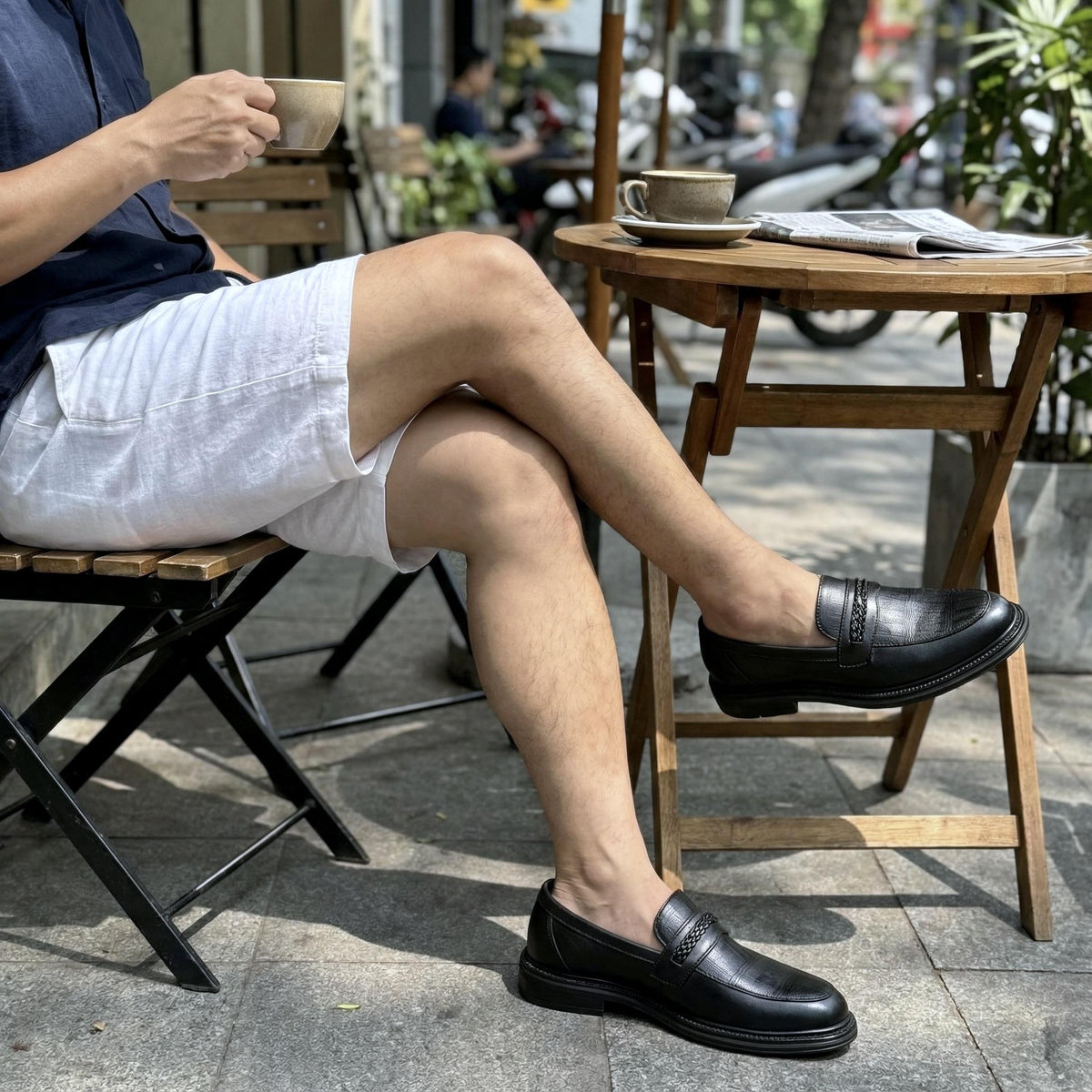 Giày Loafer Nam Lạc Nam Signature Chữ Thập Tăng Chiều Cao 4,5cm