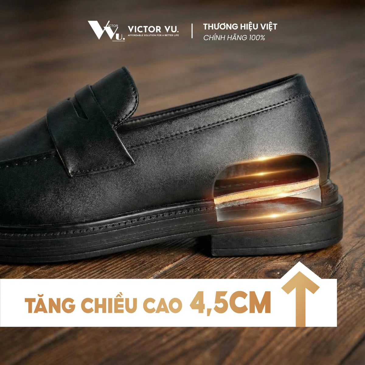 Giày Loafer Nam Lạc Nam Signature Chữ Thập Tăng Chiều Cao 4,5cm