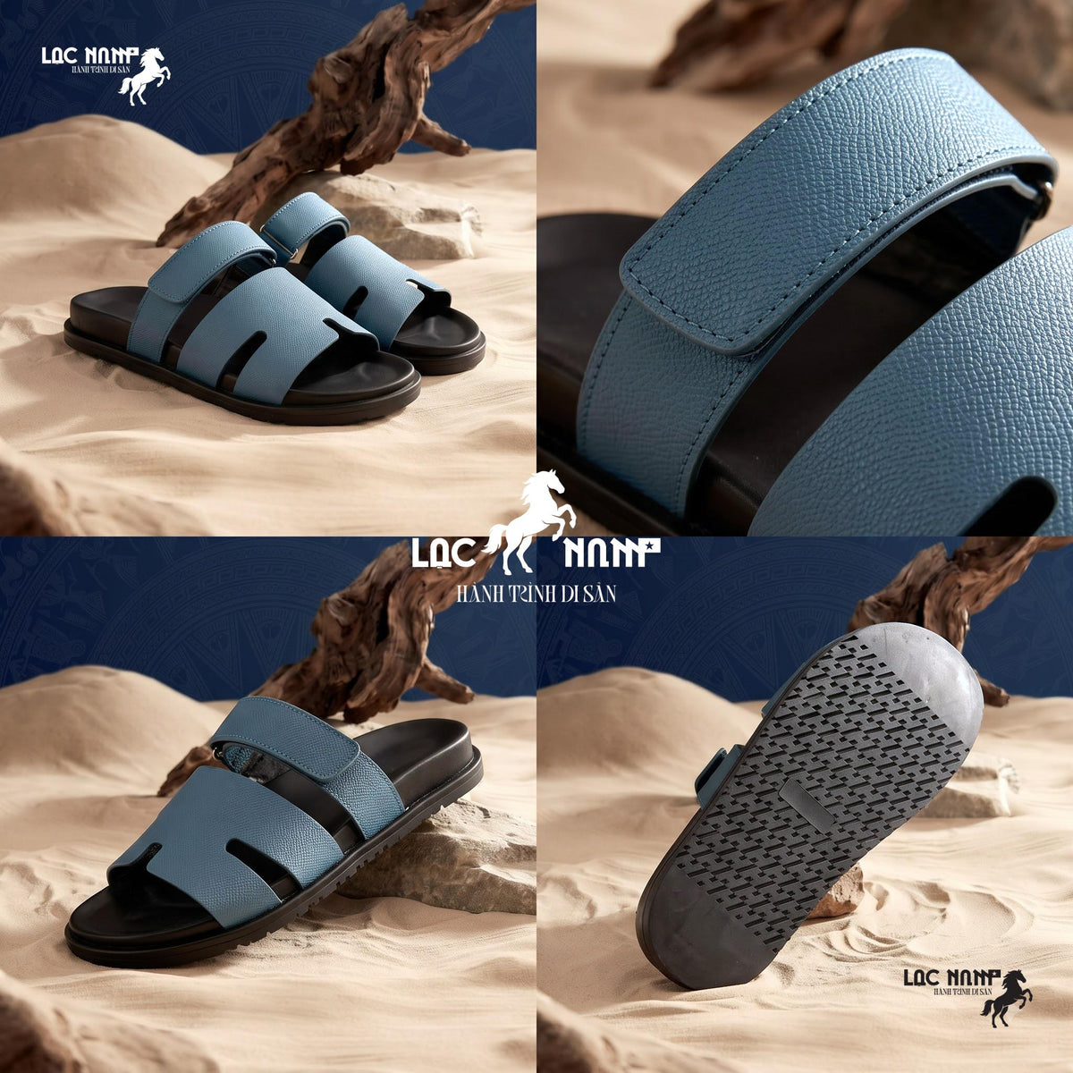 [Flash Deal] Dép Lạc Nam Legacy Sandal Élite Màu Xanh Denim Classic Cổ Điển Tôn Trọng, Dép Nam Mùa Hè