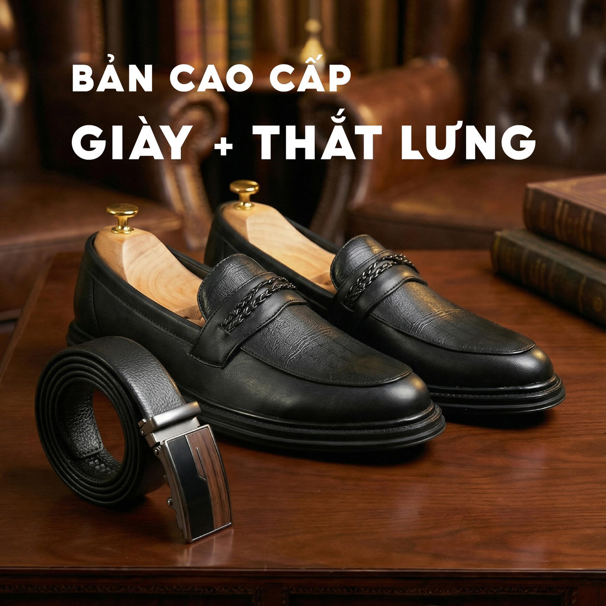 Giày Loafer Nam Lạc Nam Signature Chữ Thập Tăng Chiều Cao 4,5cm