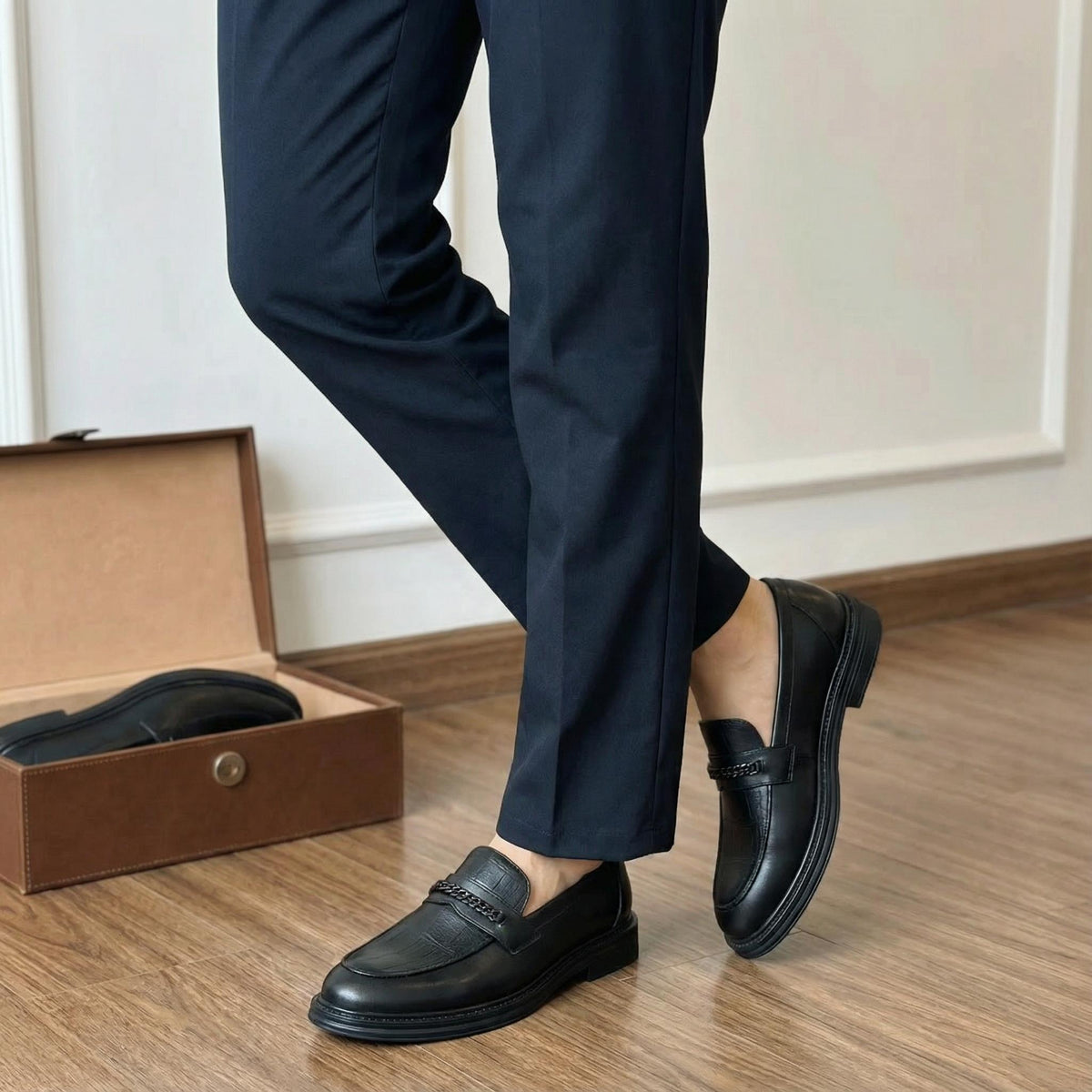 Giày Loafer Nam Lạc Nam Signature Chữ Thập Tăng Chiều Cao 4,5cm