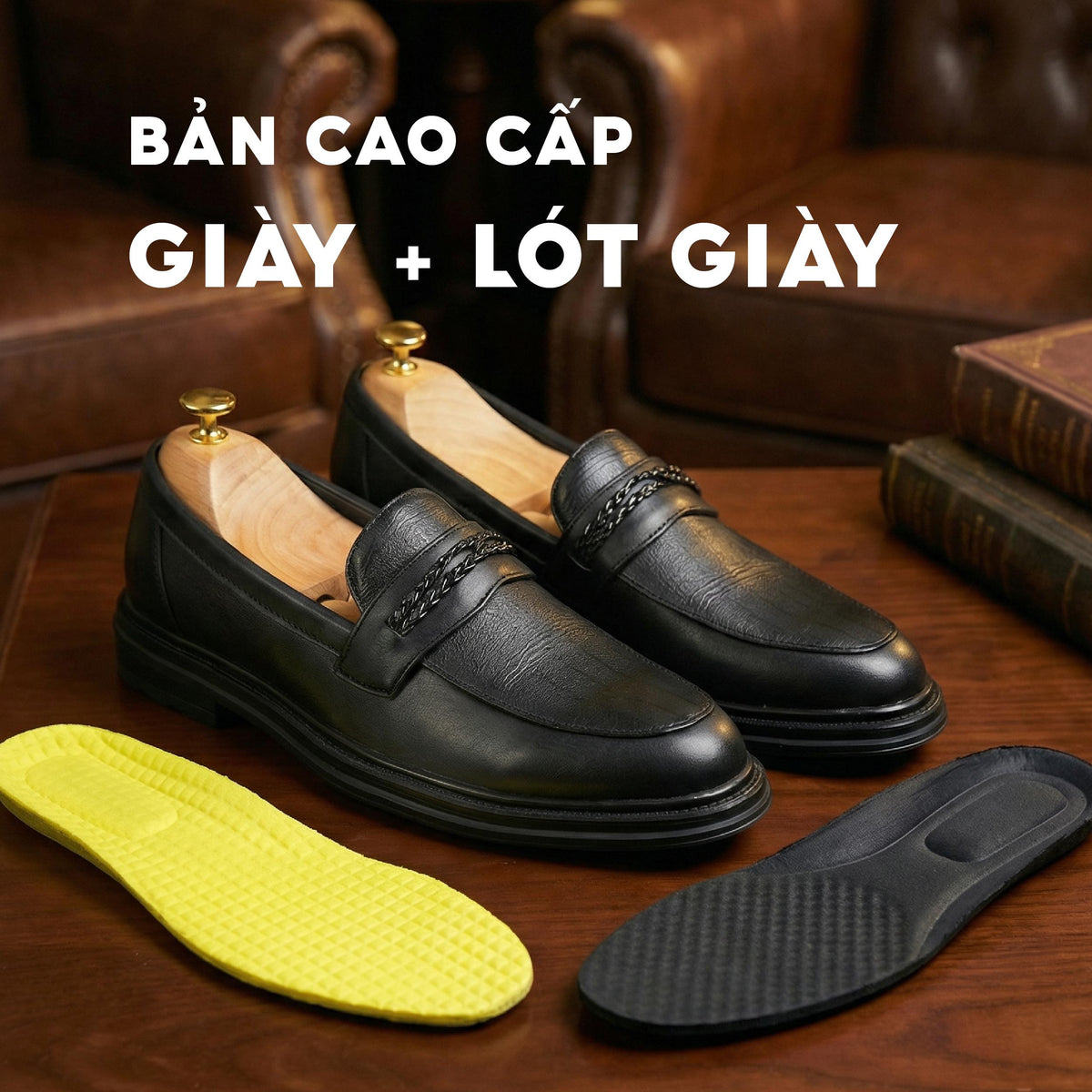 Giày Loafer Nam Lạc Nam Signature Chữ Thập Tăng Chiều Cao 4,5cm